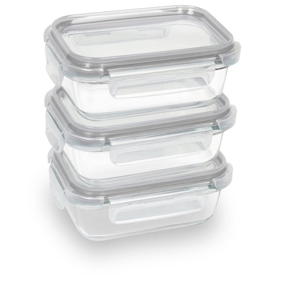 NWT Sedona KitchenRectangular 3-Pack Glass Food Storage Set